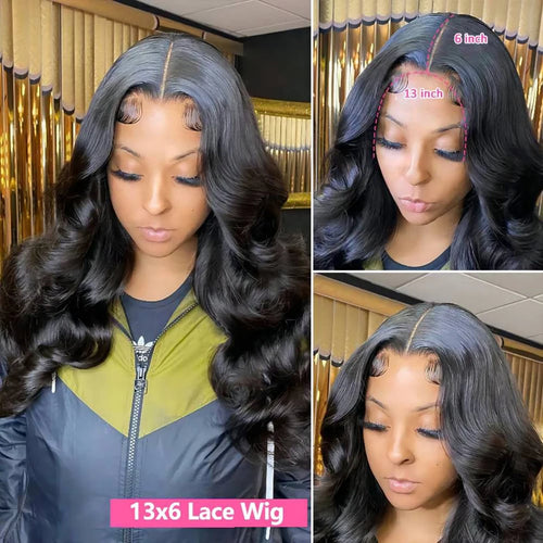 QD LUXURY 30 Inch Body Wave Wig Human Hair HD Lace Front