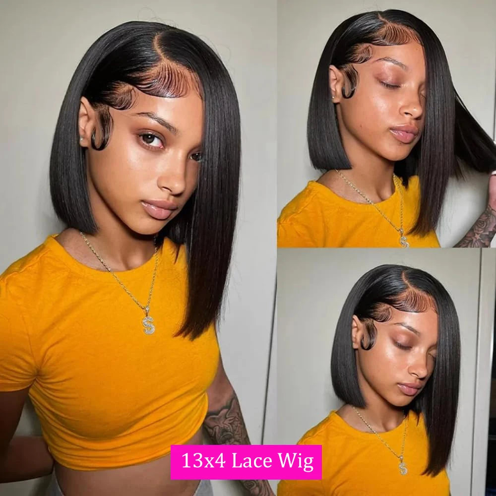 QD LUXURY Glueless Bob Wig 13/4 HD Lace Straight Bob |  180% Density