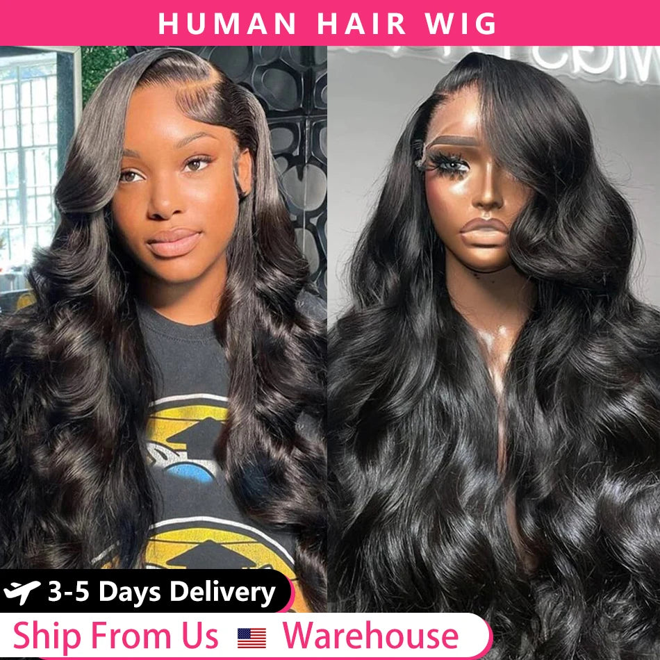 QD LUXURY 30 Inch Body Wave Wig Human Hair HD Lace Front