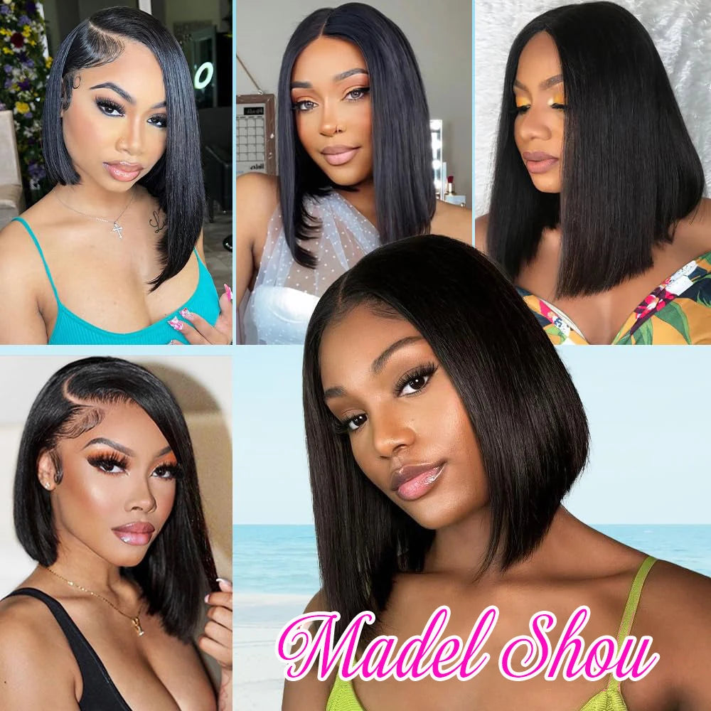 QD LUXURY Glueless Bob Wig 13/4 HD Lace Straight Bob |  180% Density
