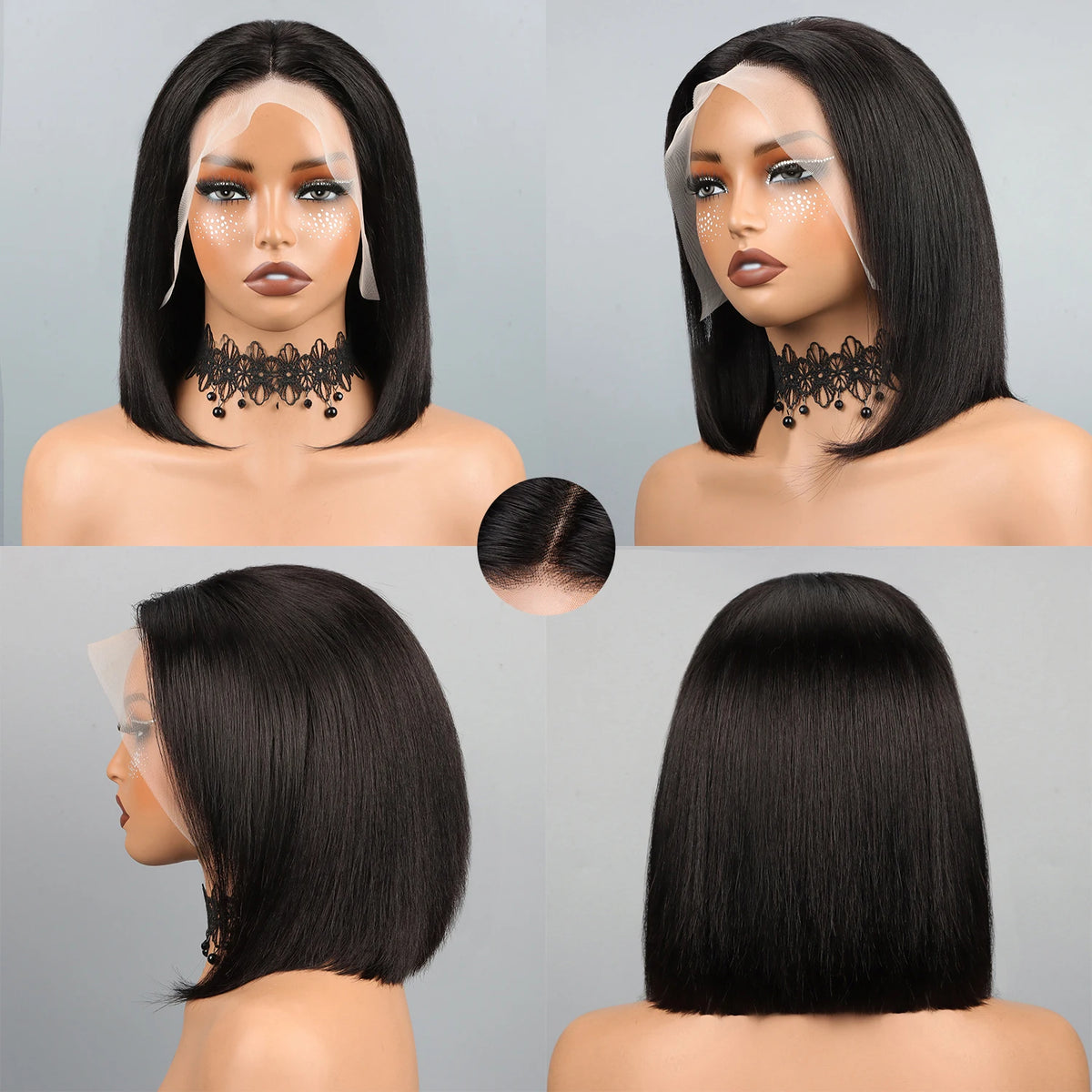 QD LUXURY Glueless Bob Wig 13/4 HD Lace Straight Bob |  180% Density