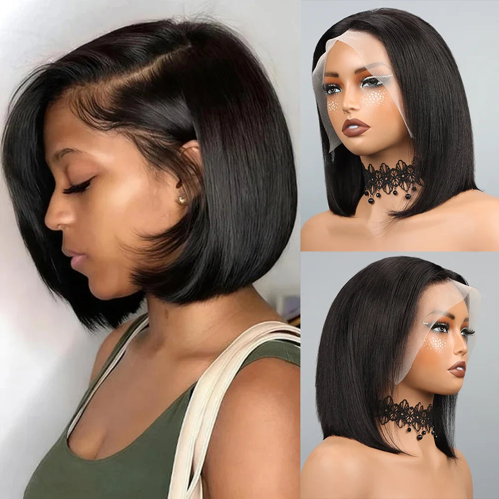 QD LUXURY Glueless Bob Wig 13/4 HD Lace Straight Bob |  180% Density
