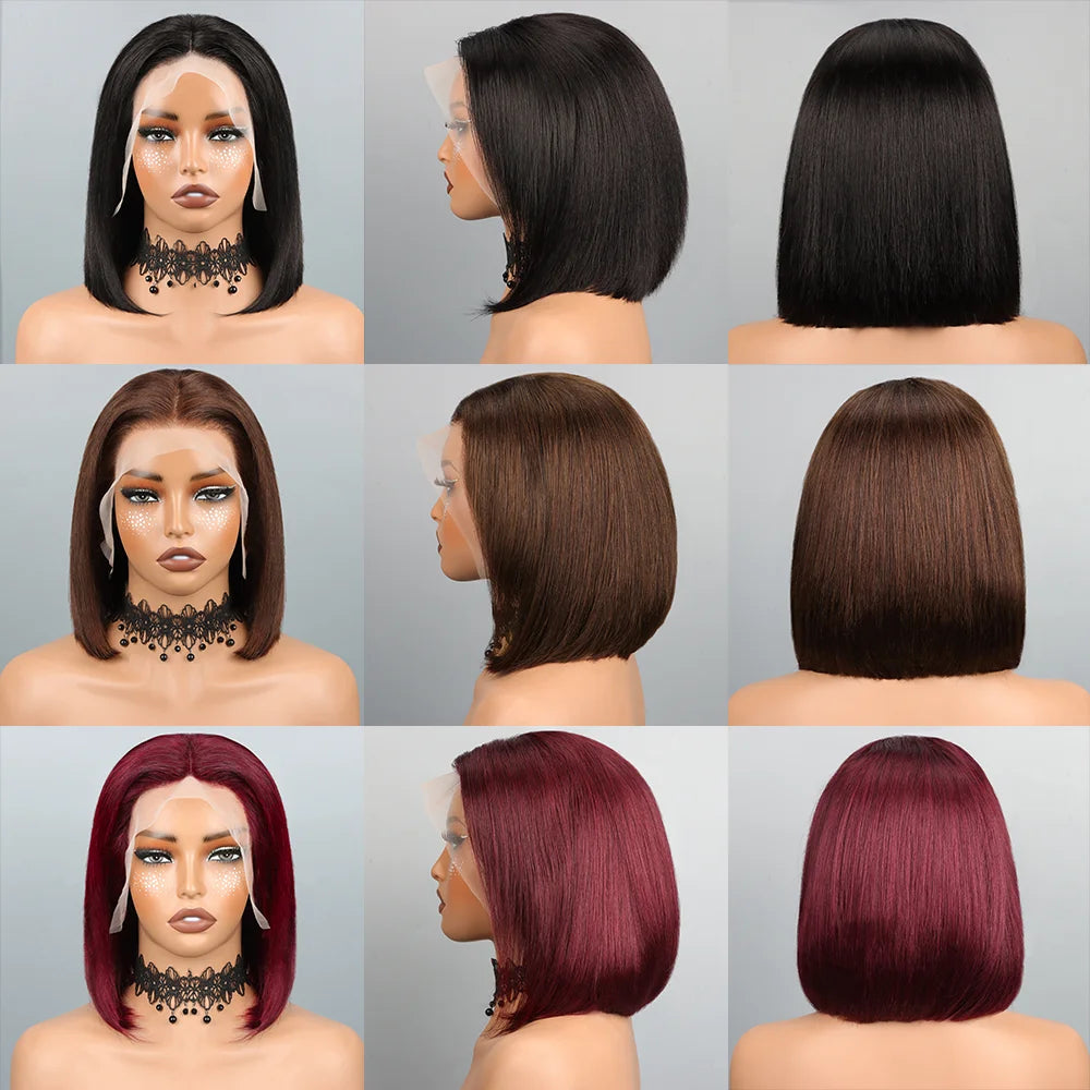 QD LUXURY Glueless Bob Wig 13/4 HD Lace Straight Bob |  180% Density