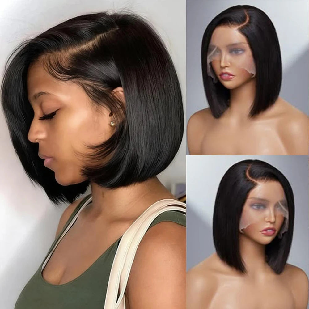 QD LUXURY Glueless Bob Wig 13/4 HD Lace Straight Bob |  180% Density
