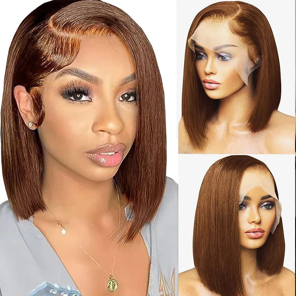 QD LUXURY Glueless Bob Wig 13/4 HD Lace Straight Bob |  180% Density