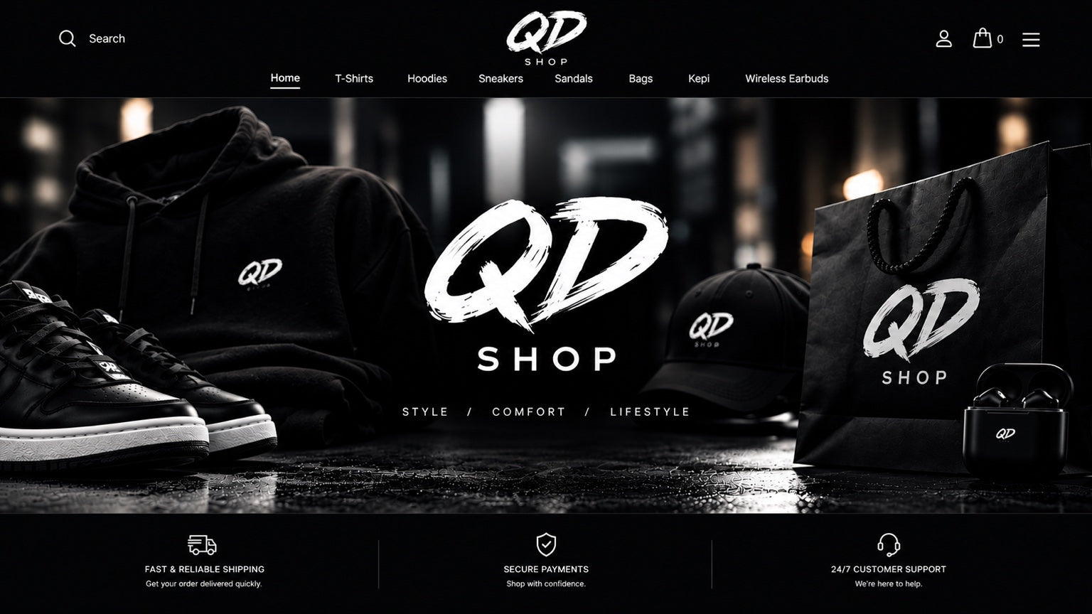 QD SHOP homepage hero
